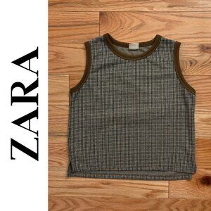Zara | Plaid Tank Top With Trim | XS